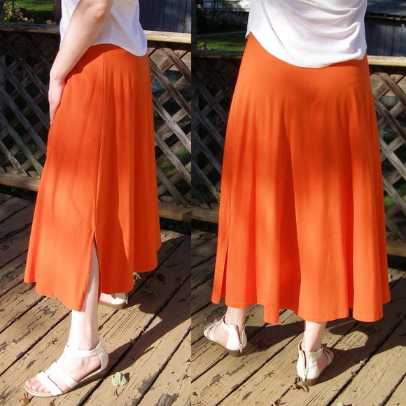 NEW Orange A-Line Maxi Skirt M/L by Liz Claiborne - Picture 6 of 8